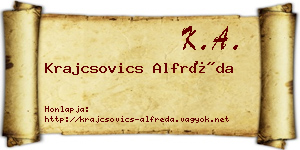 Krajcsovics Alfréda névjegykártya